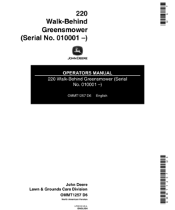 John Deere 220 Walk-Behind Greens Mower Operator's Manual (OMMT1257)