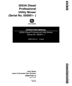 John Deere 2653A Diesel Professional Utility Mower (-050000) Operator's Manual (OMMT2456)