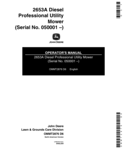 John Deere 2653A Diesel Professional Utility Mower (050001-) Operator's Manual (OMMT2876)