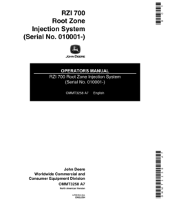 John Deere RZI700 Root Zone Injection System (010001-) Operator's Manual (OMMT3258)