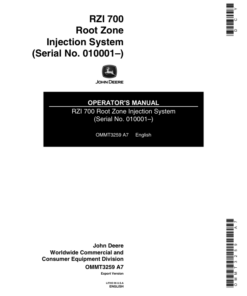 John Deere 700 Root Zone Injection System Operator's Manual (OMMT3259)