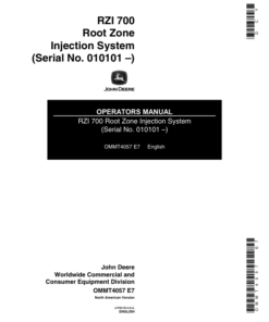 John Deere RZI700 Root Zone Injection System (010101-) Operator's Manual (OMMT4057)