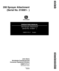 John Deere 200 Gallon Sprayer (010001-) Operator's Manual (OMMT4179)