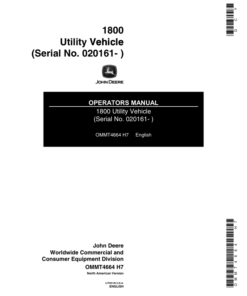John Deere 1800 Utility Vehicle Operator's Manual (OMMT4664)