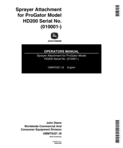 John Deere HD200 Sprayer Attachment North America (010001-30000) Operator's Manual (OMMT6327)
