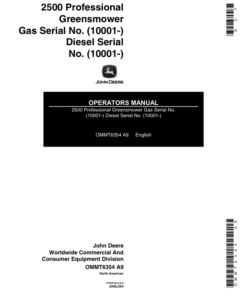 John Deere 2500 Professional GreensMower Operator's Manual (OMMT6354)