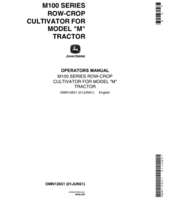 John Deere M100 Series Row-Crop Cultivator Operator's Manual (OMN12651)