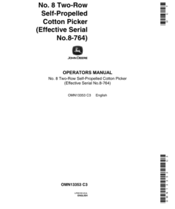 John Deere 8 Cotton Picker, 2 Row Operator's Manual (OMN13353)
