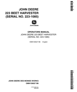 John Deere 223 Beet Harvester Operator's Manual (OMN159027)