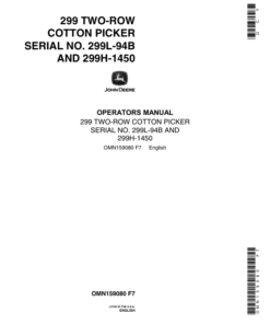 John Deere 299 Two-Row Cotton Picker Operator's Manual (OMN159080)