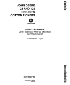John Deere 22, 122 One-Row Cotton Pickers Operator's Manual (OMN159087)