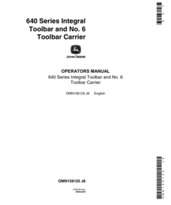 John Deere 640 Series Integral Toolbar, No. 6 Toolbar Carrier Operator's Manual (OMN159125)