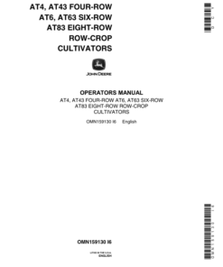 John Deere AT4, AT43, AT6, AT63, AT83 Row-Crop Cultivators Operator's Manual (OMN159130)