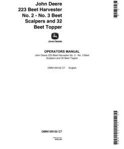 John Deere 223 Beet Harvester Operator's Manual (OMN159152)