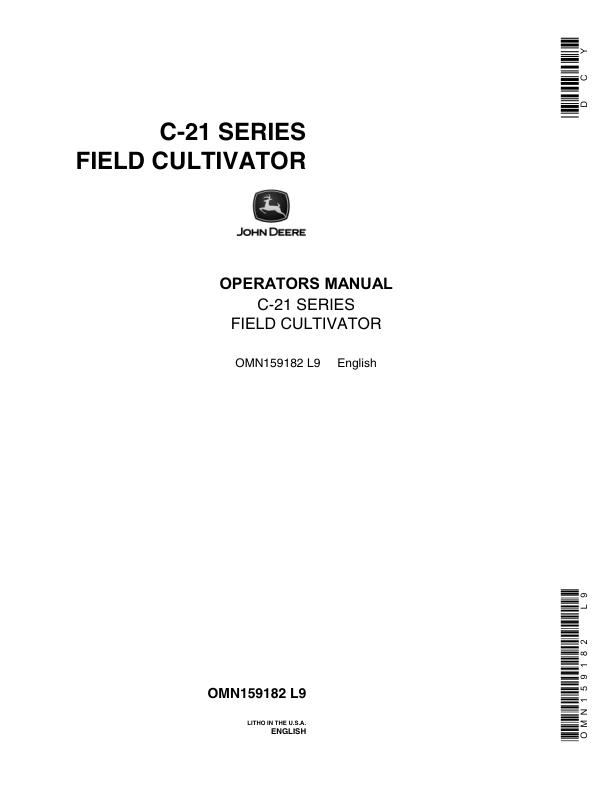 John Deere C-21 Series Field Cultivator Operator's Manual (OMN159182)
