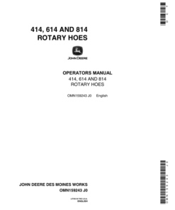 John Deere 414, 614, 814 Rotary Hoes Operator's Manual (OMN159243)
