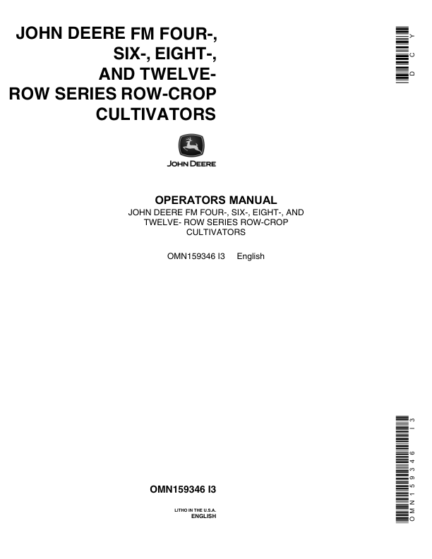 John Deere FM Series Row-Crop Cultivators Operator's Manual (OMN159346)
