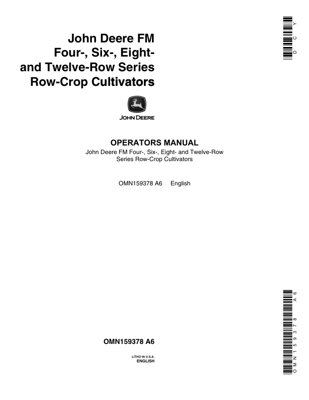 John Deere FM Row Crop Cultivators Operator's Manual (OMN159378)