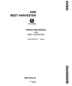 John Deere 4300 Beet Harvester Operator's Manual (OMN159393)