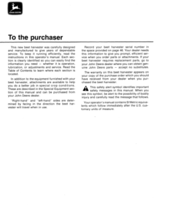 Alternative view of John Deere 4300 Beet Harvester Operator's Manual (OMN159393)
