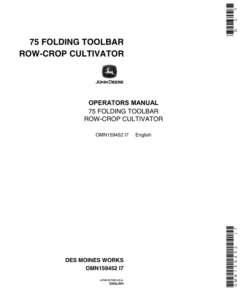 John Deere 75 Toolbar Cultivator Operator's Manual (OMN159452)