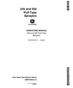 John Deere 535, 550 Pull-Type Sprayer Operator's Manual (OMN159535)