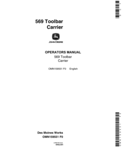 John Deere 569 Toolbar Carrier Operator's Manual (OMN159551)