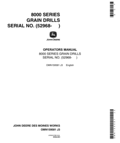 John Deere 8000 Series Grain Drills North America (052968-061876) Operator's Manual (OMN159581)