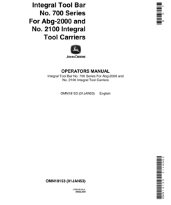 John Deere 700 Series Toolbar Operator's Manual (OMN18153)