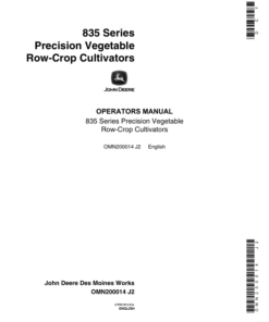 John Deere 835 Row Crow Cultivator Operator's Manual (OMN200014)