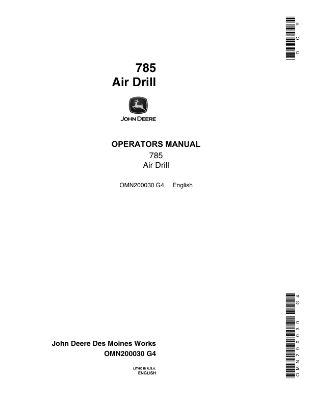 John Deere 785 Air Drill Operator's Manual (OMN200030)