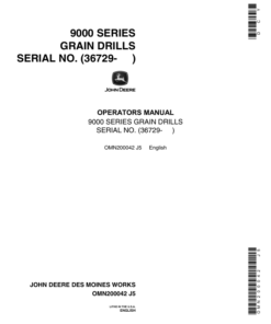 John Deere 9000 Series Grain Drill (036729-) Operator's Manual (OMN200042)
