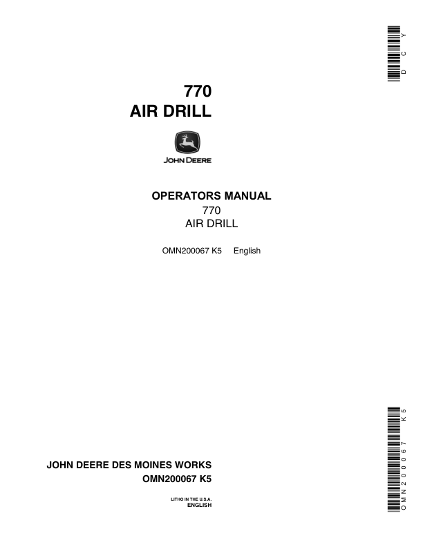 John Deere 770 Air Drill Operator's Manual (OMN200067)
