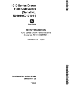 John Deere 1010 Series Field Cultivator (017194-) Operator's Manual (OMN200075)