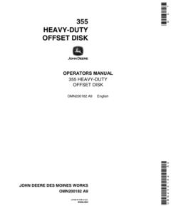 John Deere 355 Heavy-Duty Offset Disk Operator's Manual (OMN200182)