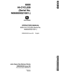 John Deere 6000 Sprayer Operator's Manual (OMN200238)