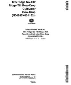 John Deere 885 Rigid Row-Crop Cultivator (001152 - ) Operator's Manual (OMN200278)