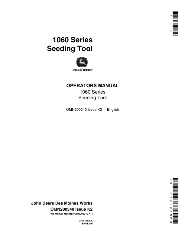 John Deere 1060 Seeding Tool Operator's Manual (OMN200340)