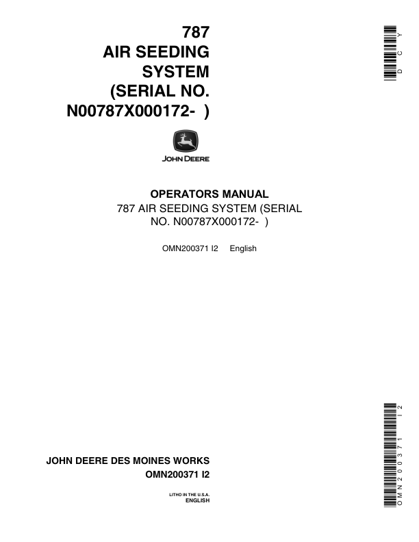 John Deere 787 Air Seeding Operator's Manual (OMN200371)