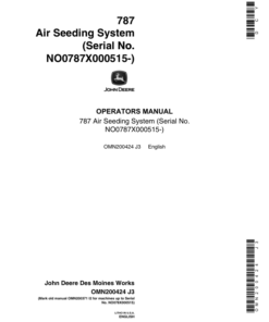 John Deere 787 Air Seeding System Operator's Manual (OMN200424)