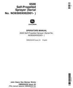 John Deere 6500 Self-Propelled Sprayer (002001-) Operator's Manual (OMN200439)