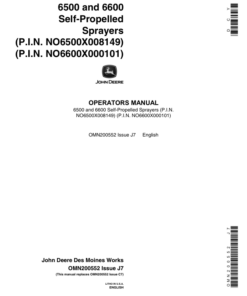John Deere 6500, 6600 Self-Propelled Sprayers Operator's Manual (OMN200552)