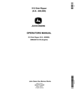 John Deere 512 Disk Ripper (-009999 ) Operator's Manual (OMN200735)