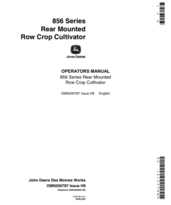 John Deere 856 Series Rear Mounted Row Crop Cultivator Operator's Manual (OMN200787)