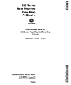 John Deere 886 Series Rear Mounted Row-Crop Cultivator Operator's Manual (OMN200819)