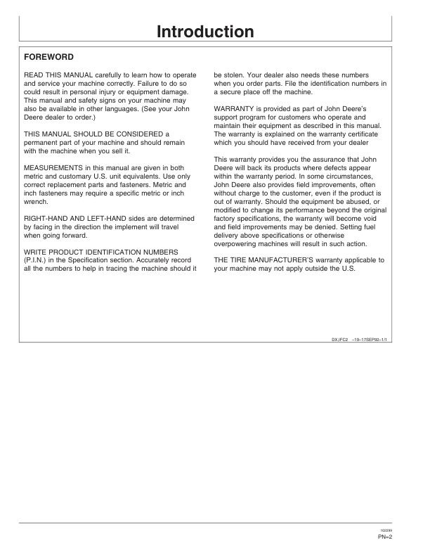 John Deere 913 V-Ripper North America Operator's Manual (OMN200835) - Image 2