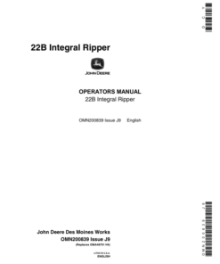 John Deere 22B Integral Ripper Operator's Manual (OMN200839)