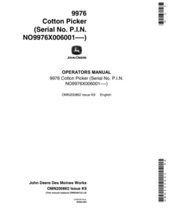 John Deere 9976 Cotton Picker Operator's Manual (OMN200862)