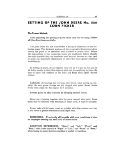 Alternative view of John Deere No. 226 Two-Row Mounted Corn Picker Operator's Manual (OMN21151)
