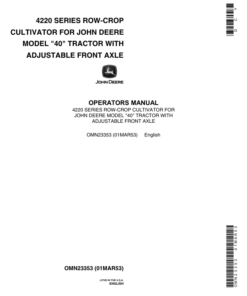 John Deere 4220 Series Row-Crop Cultivator Operator's Manual (OMN23353)